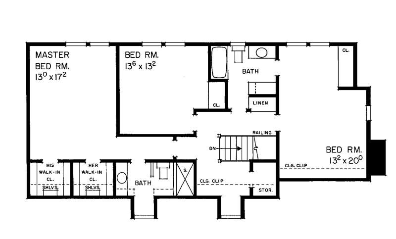 Floor Plan Second Story of Country Plan #137-1579
