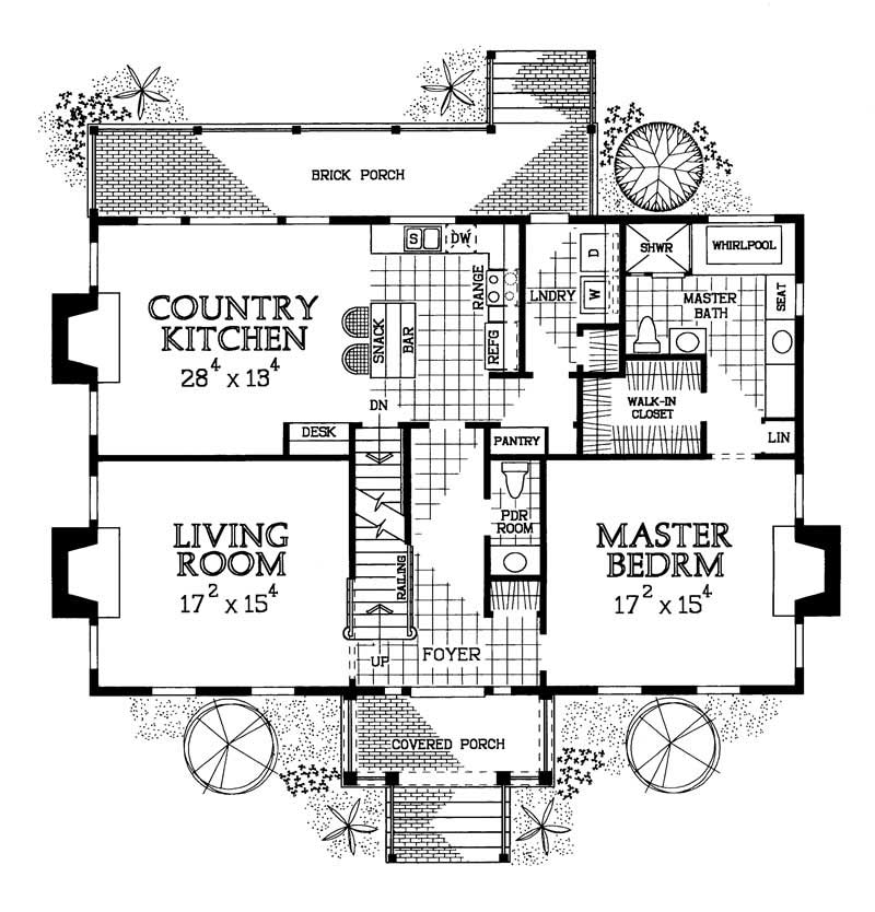 Floor Plan First Story of Country Plan #137-1582