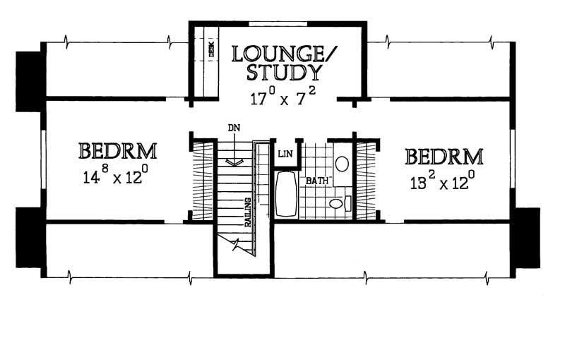 Floor Plan Second Story of Country Plan #137-1582