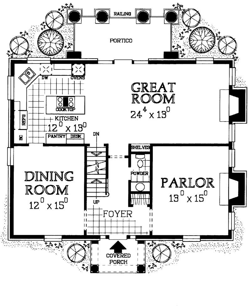Floor Plan First Story of European Plan #137-1583