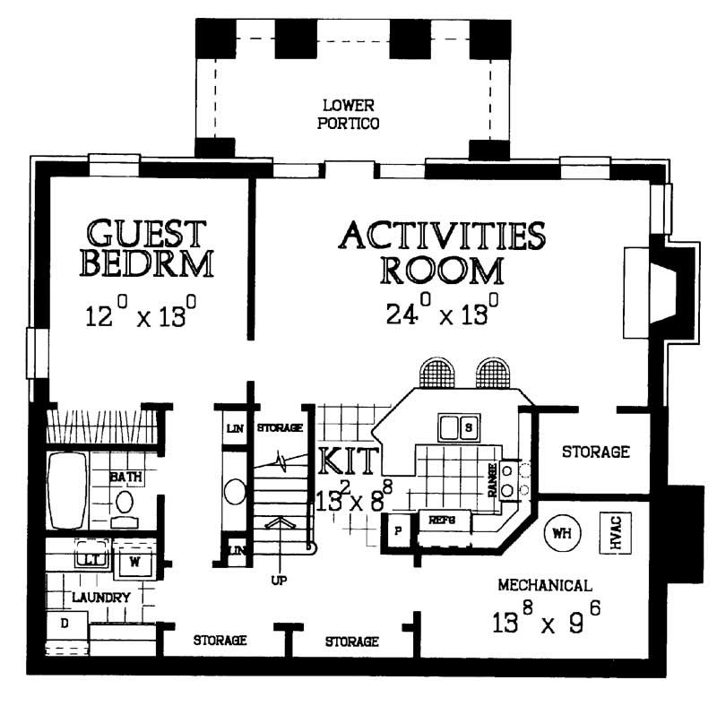 Floor Plan Basement of European Plan #137-1583