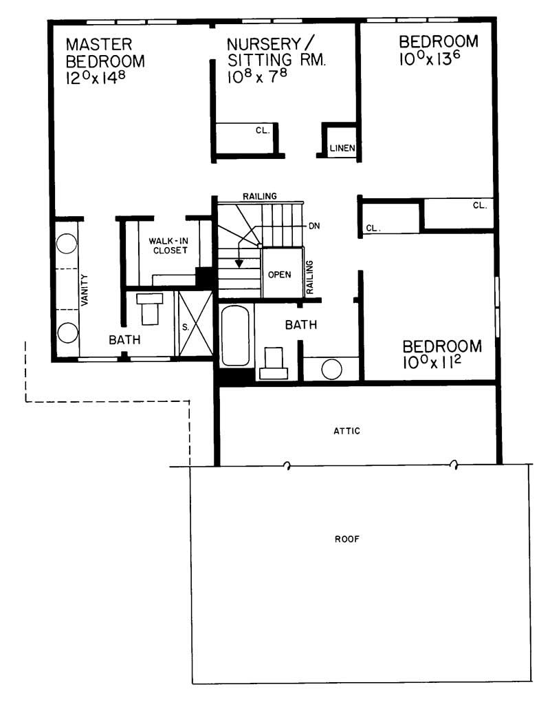 Floor Plan Second Story of Contemporary Plan #137-1585