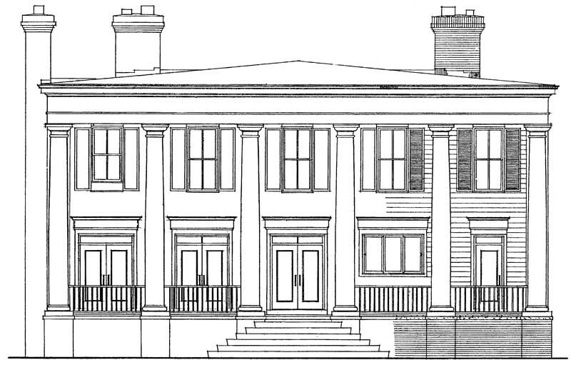 Home Plan Rear Elevation of this 4-Bedroom,3869 Sq Ft Plan -137-1586