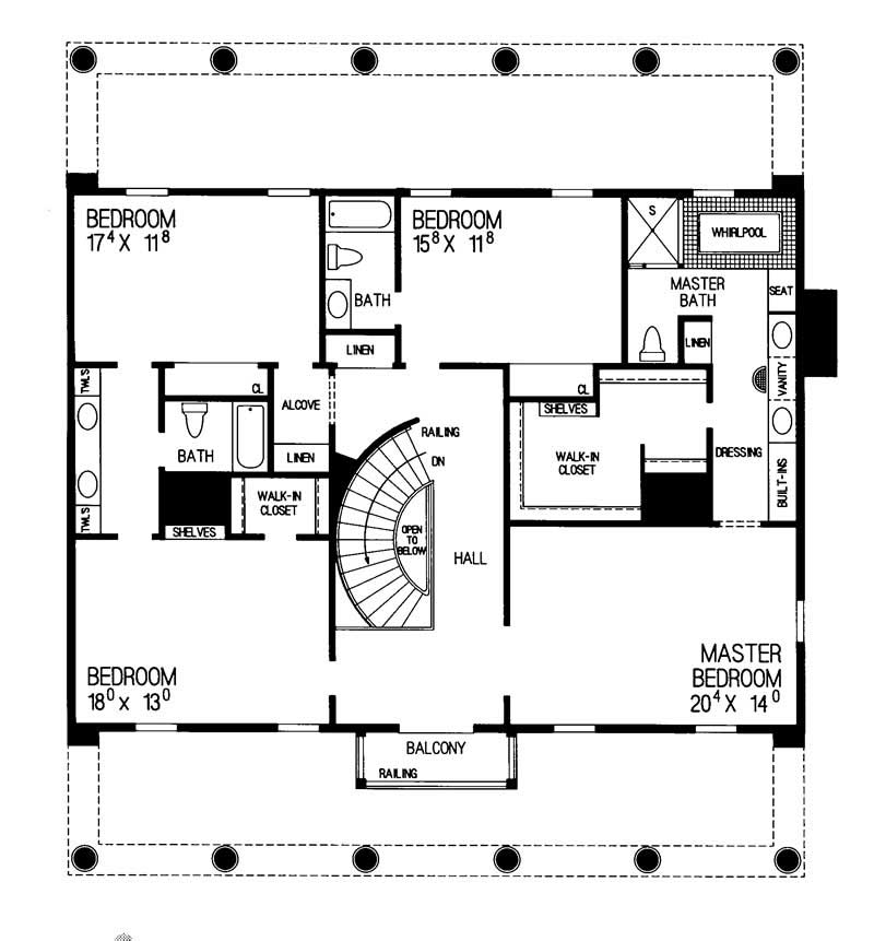 Floor Plan Second Story of Farmhouse Plan #137-1586