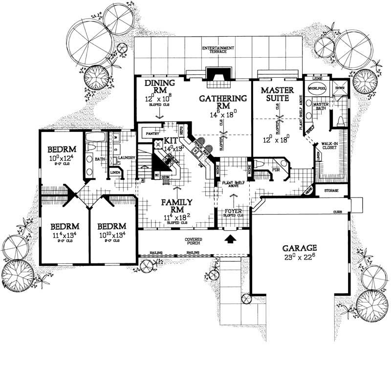 Floor Plan First Story of Country Plan #137-1587