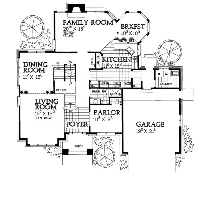 Floor Plan First Story of Traditional Plan #137-1593