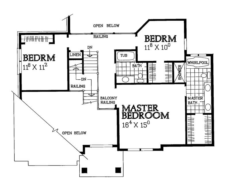 Floor Plan Second Story of Traditional Plan #137-1593