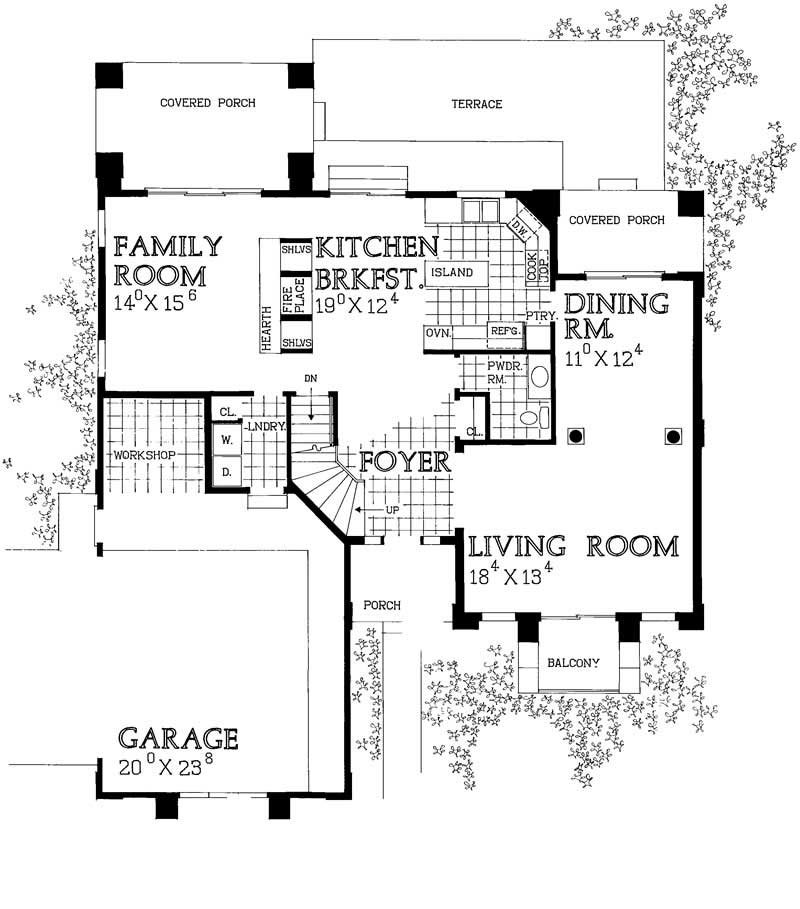 Floor Plan First Story of Mediterranean Plan #137-1594