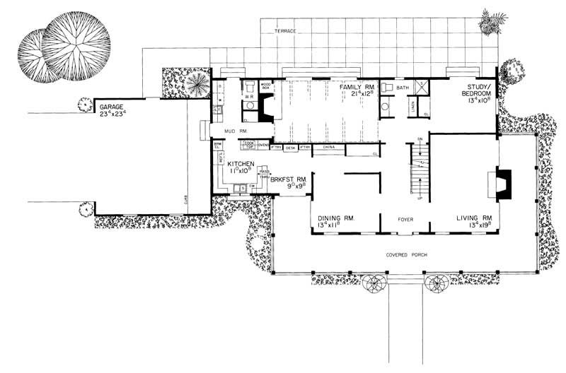 Floor Plan First Story of Country Plan #137-1595