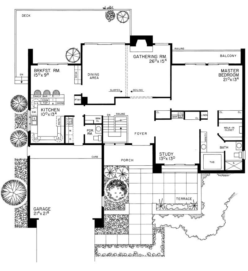 Floor Plan First Story of Contemporary Plan #137-1596