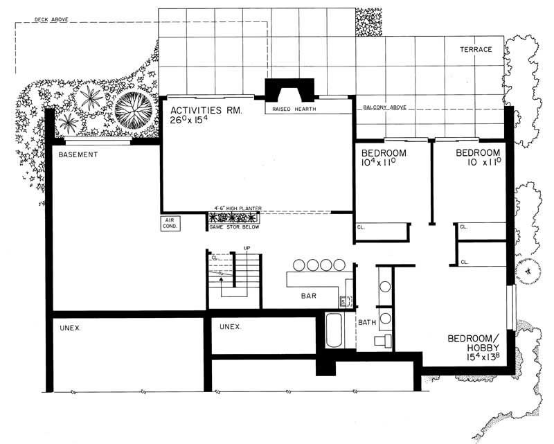 Floor Plan Basement of Contemporary Plan #137-1596