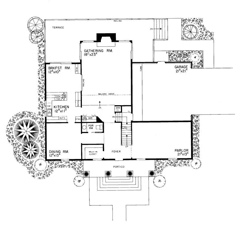 Floor Plan First Story of Colonial Plan #137-1597