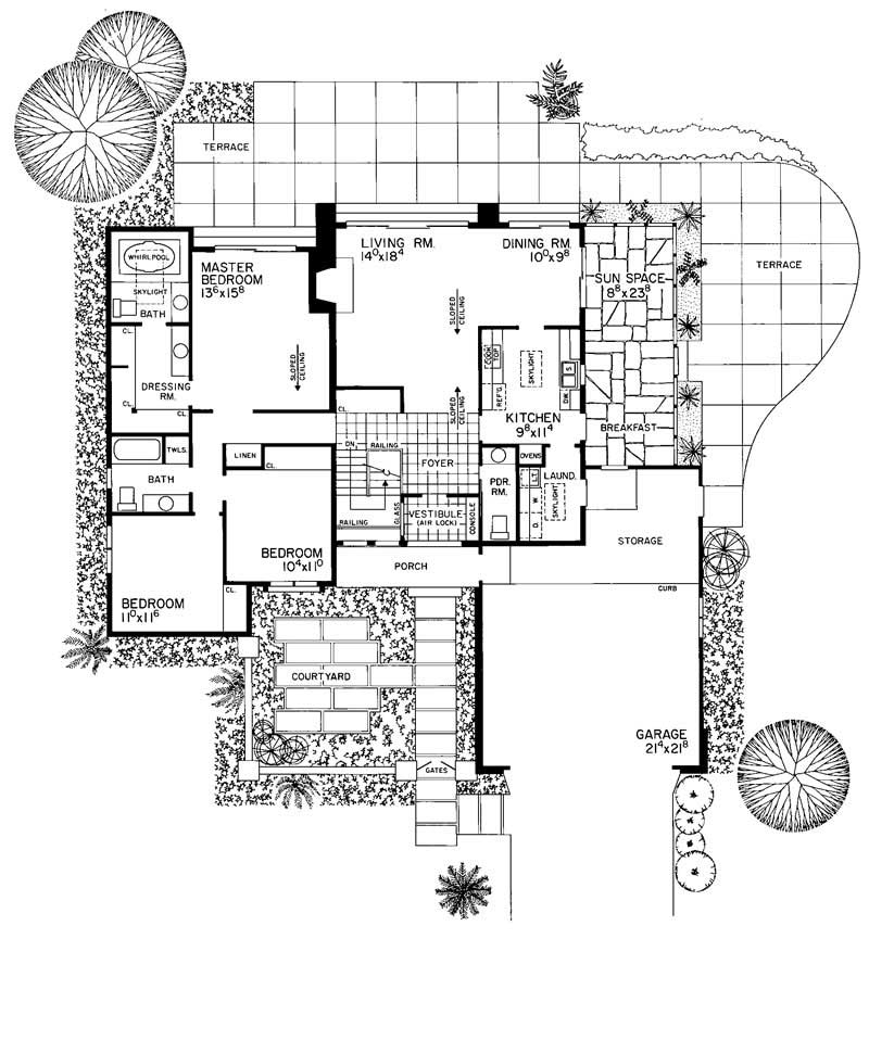 Floor Plan First Story of Contemporary Plan #137-1598