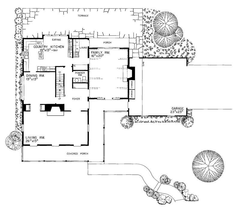 Floor Plan Main Level of Colonial Plan #137-1599