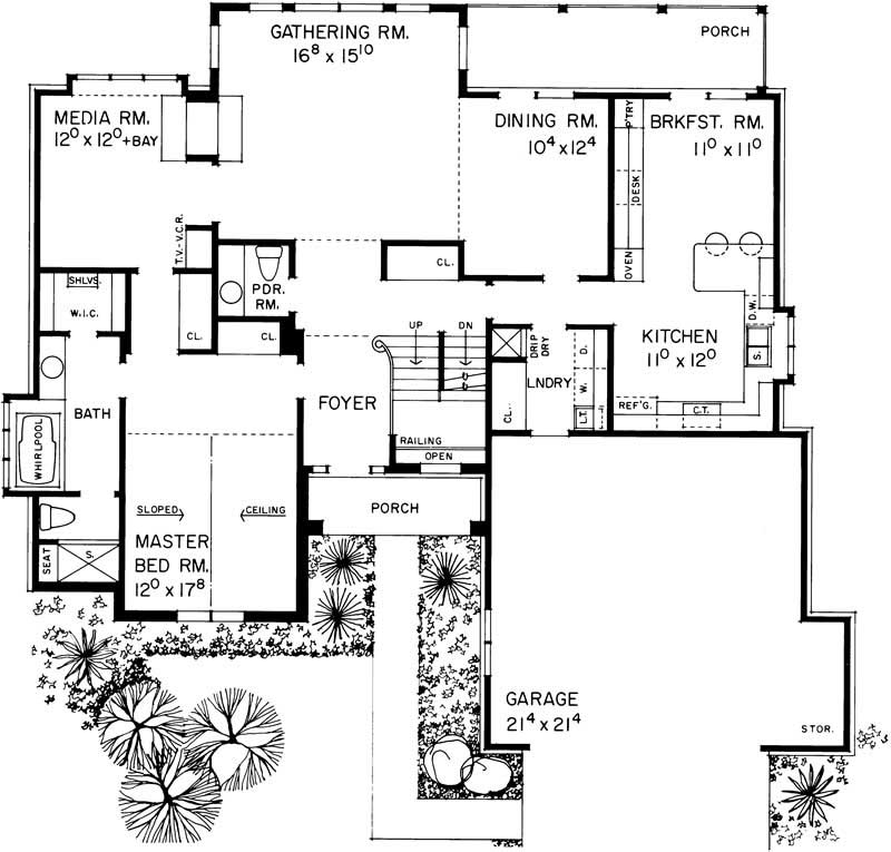 Floor Plan First Story of Country Plan #137-1600