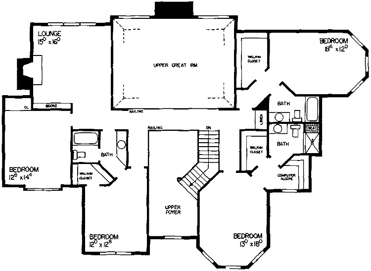 Floor Plan Second Story of Victorian Plan #137-1601