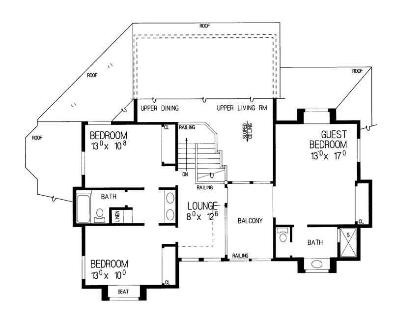 Floor Plan Second Story of Mediterranean Plan #137-1602