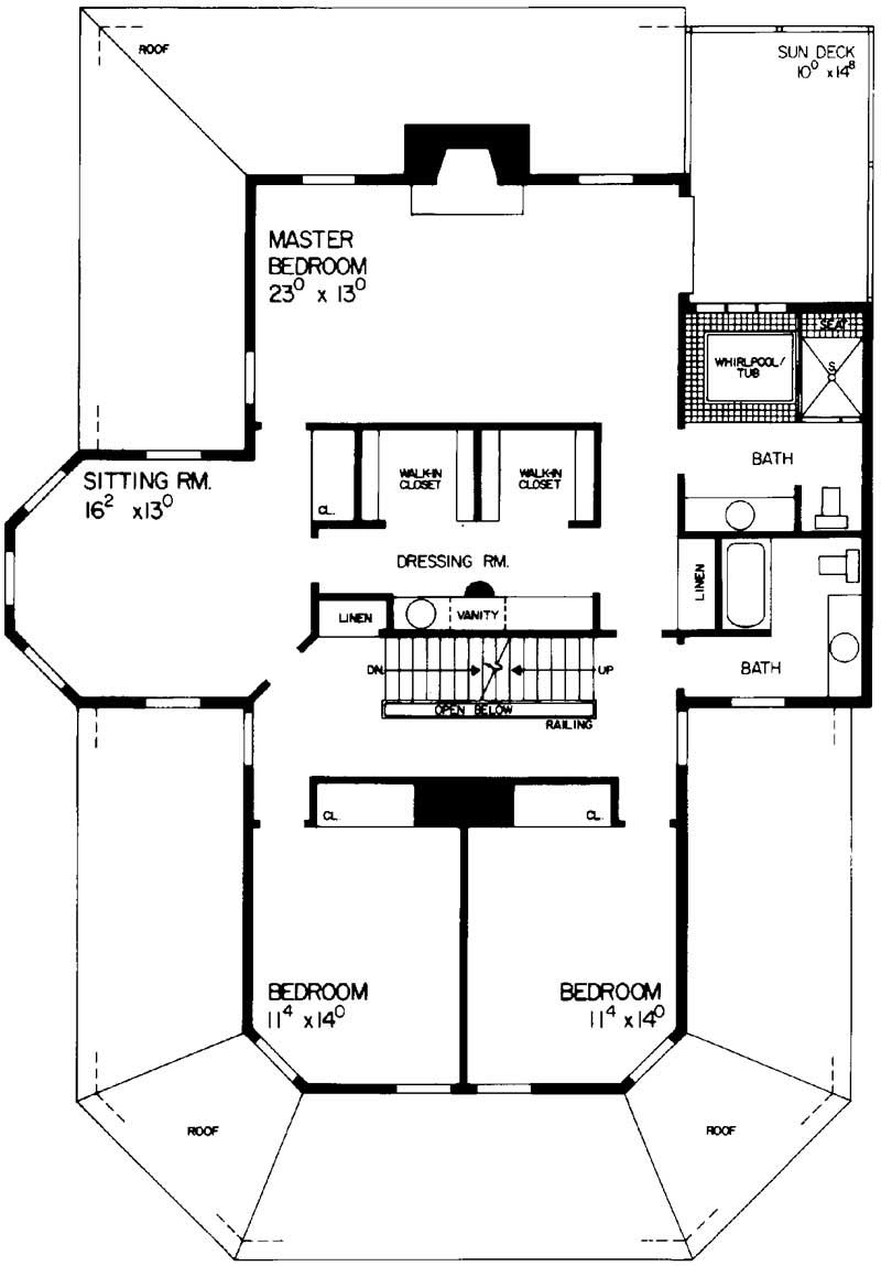 Floor Plan Second Story of Victorian Plan #137-1603