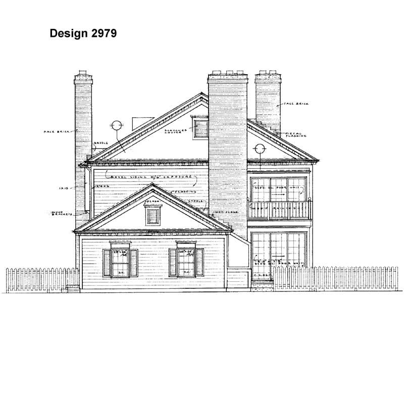 Home Plan Rear Elevation of this 4-Bedroom,2834 Sq Ft Plan -137-1606