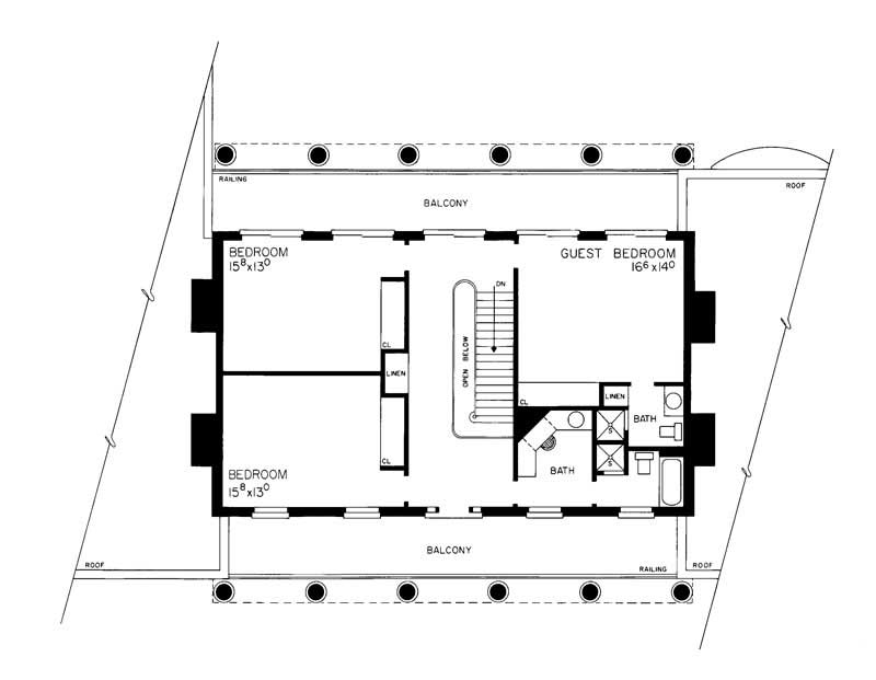 Floor Plan Second Story of Colonial Plan #137-1608