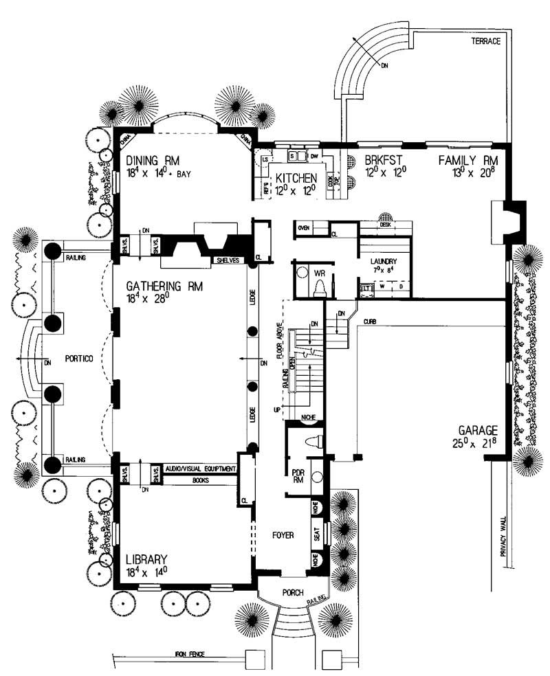 Floor Plan First Story of Colonial Plan #137-1609
