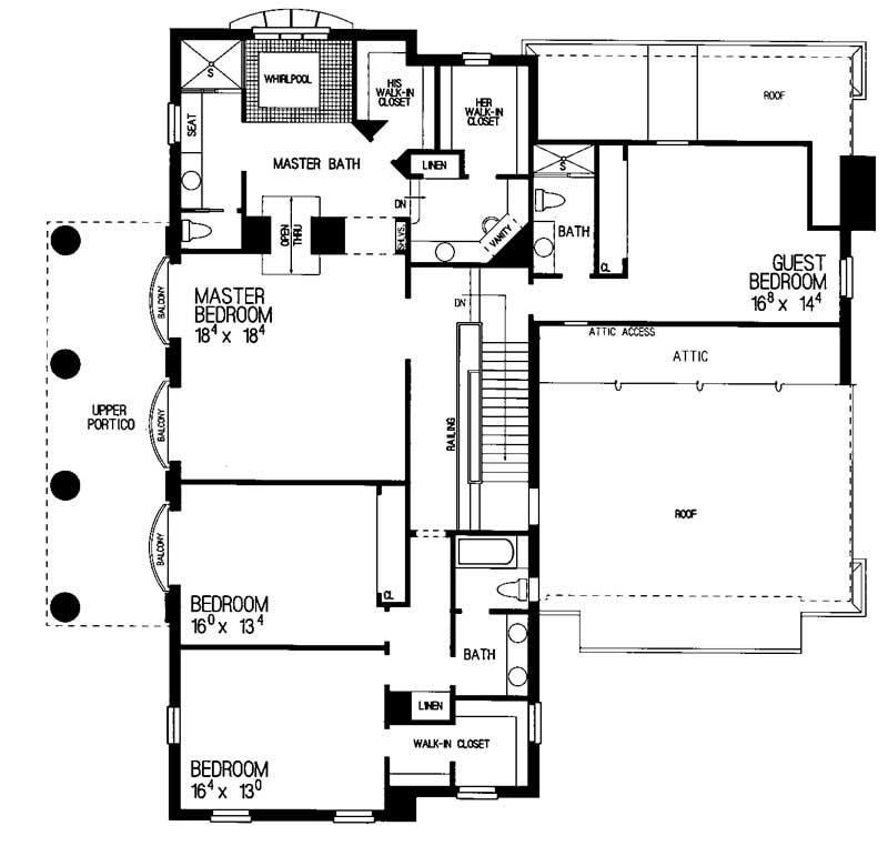 Floor Plan Second Story of Colonial Plan #137-1609