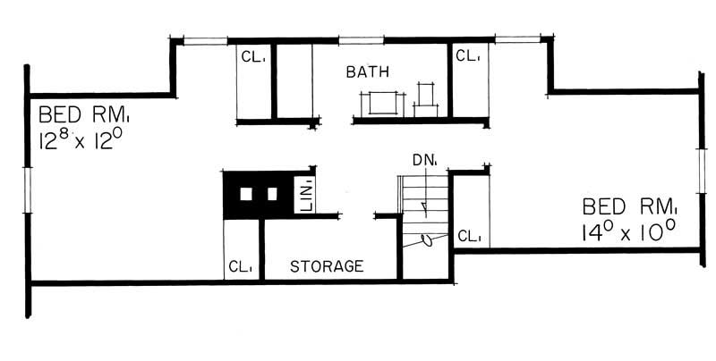 Floor Plan Second Story of Cape Cod Plan #137-1610