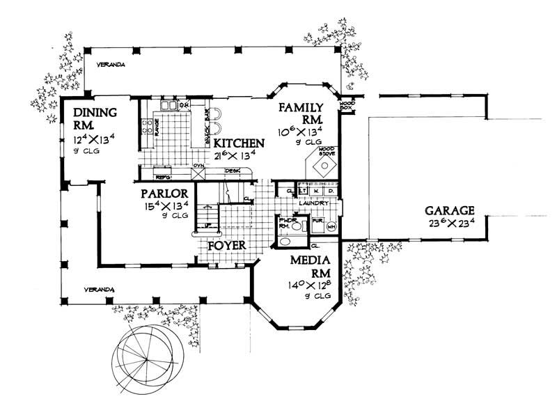 Floor Plan First Story of Mediterranean Plan #137-1613