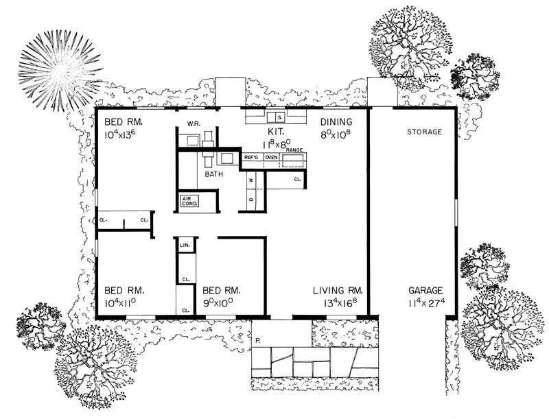 Floor Plan First Story of Ranch Plan #137-1614