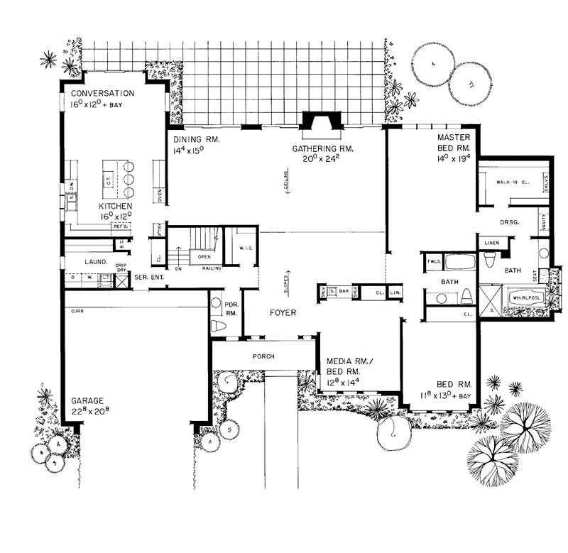 Floor Plan First Story of Ranch Plan #137-1616