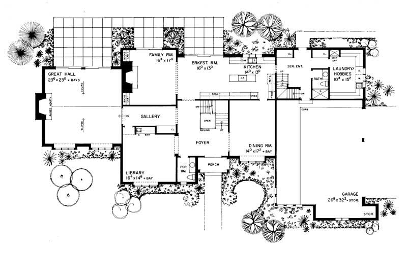 Floor Plan First Story of European Plan #137-1617