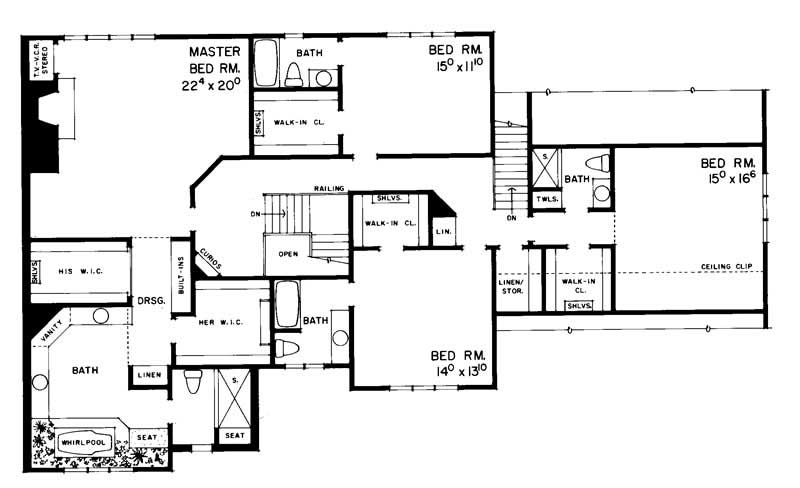 Floor Plan Second Story of European Plan #137-1617