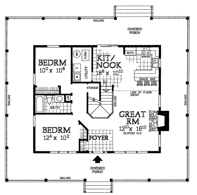 Floor Plan First Story of Country Plan #137-1618
