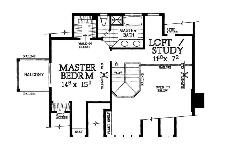 Floor Plan Second Story of Country Plan #137-1618