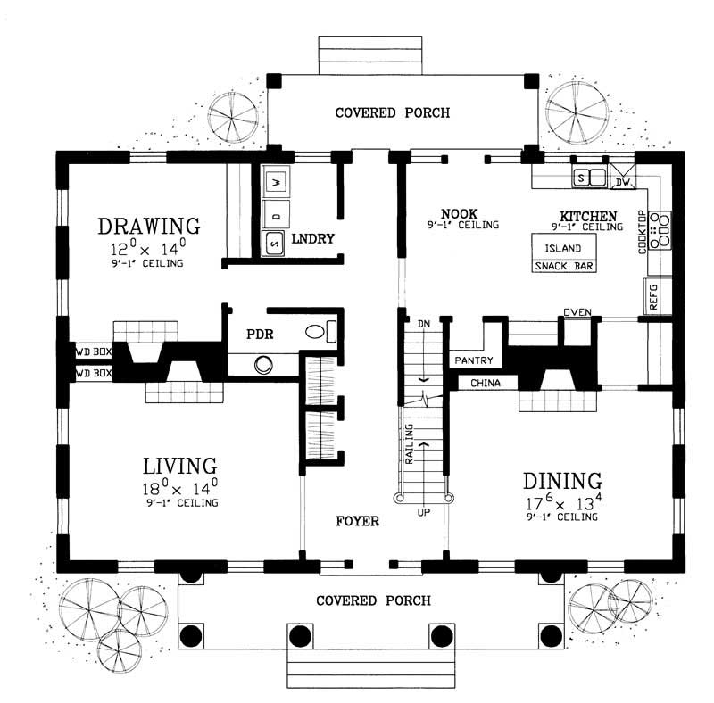 Floor Plan First Story of Colonial Plan #137-1622
