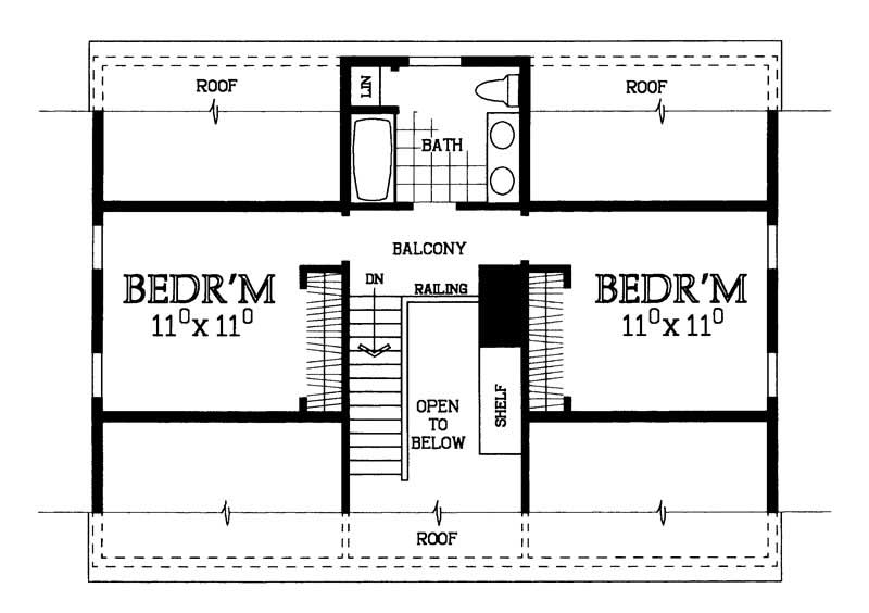 Floor Plan Second Story of Cape Cod Plan #137-1624