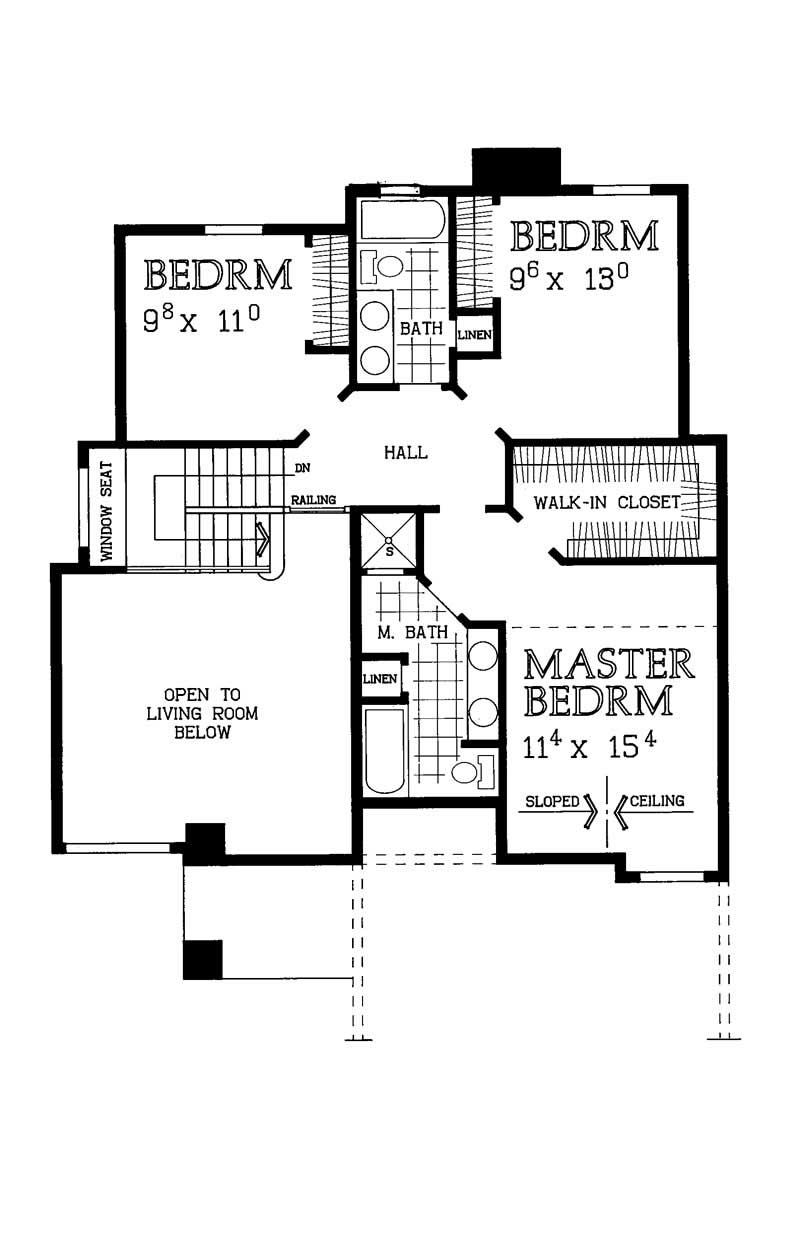 Floor Plan Second Story of Contemporary Plan #137-1627