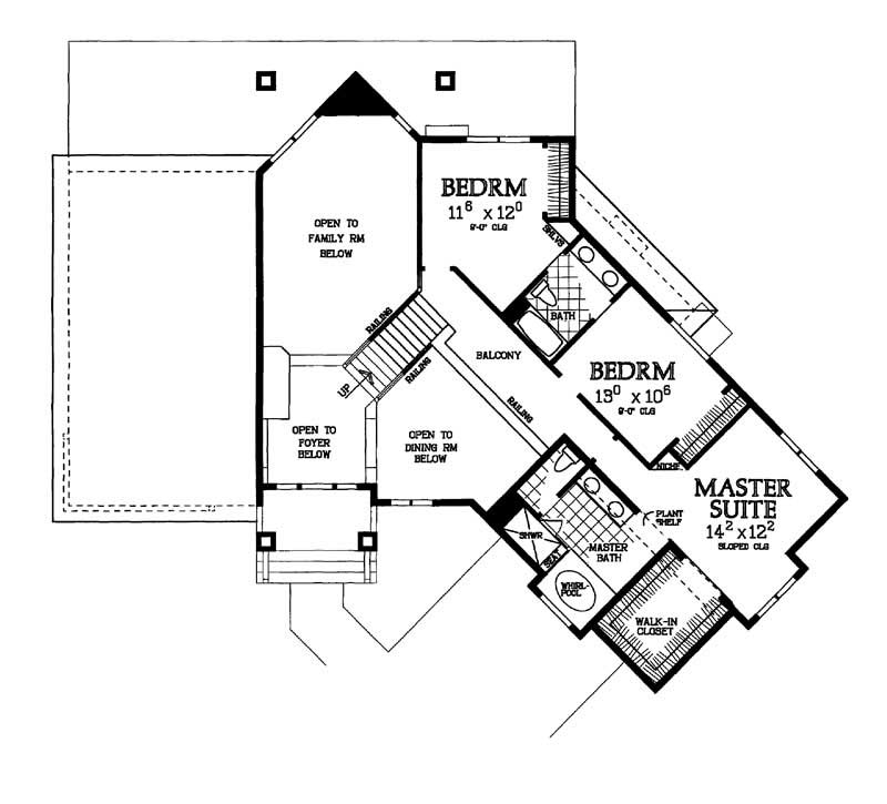 Floor Plan Second Story of Contemporary Plan #137-1628