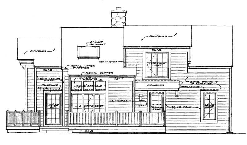 Home Plan Rear Elevation of this 3-Bedroom,1636 Sq Ft Plan -137-1632