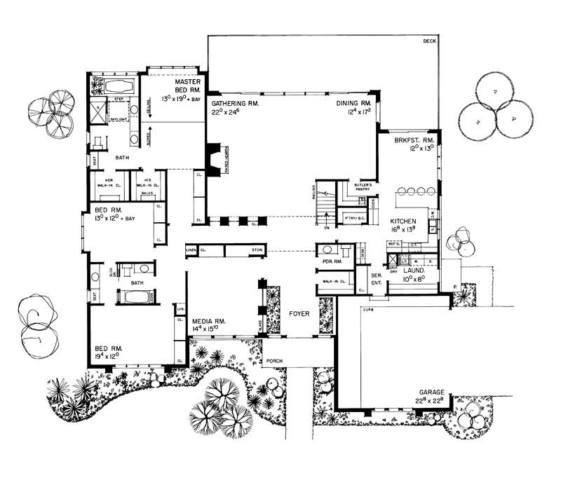 Floor Plan First Story of Contemporary Plan #137-1635