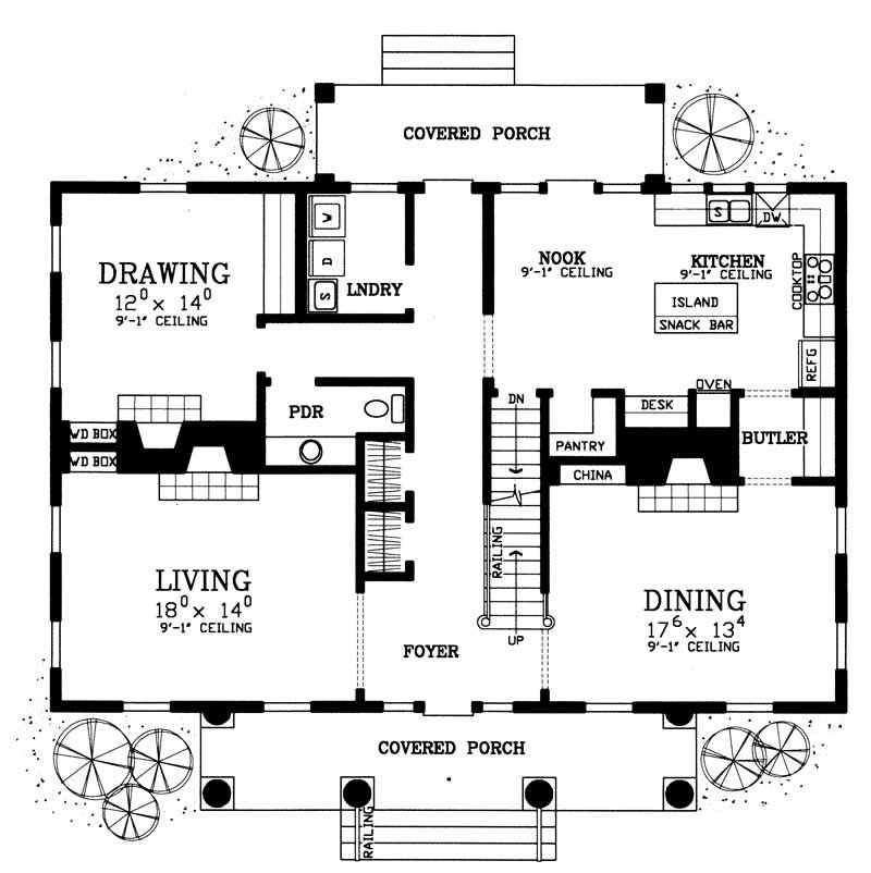 Floor Plan First Story of Colonial Plan #137-1636