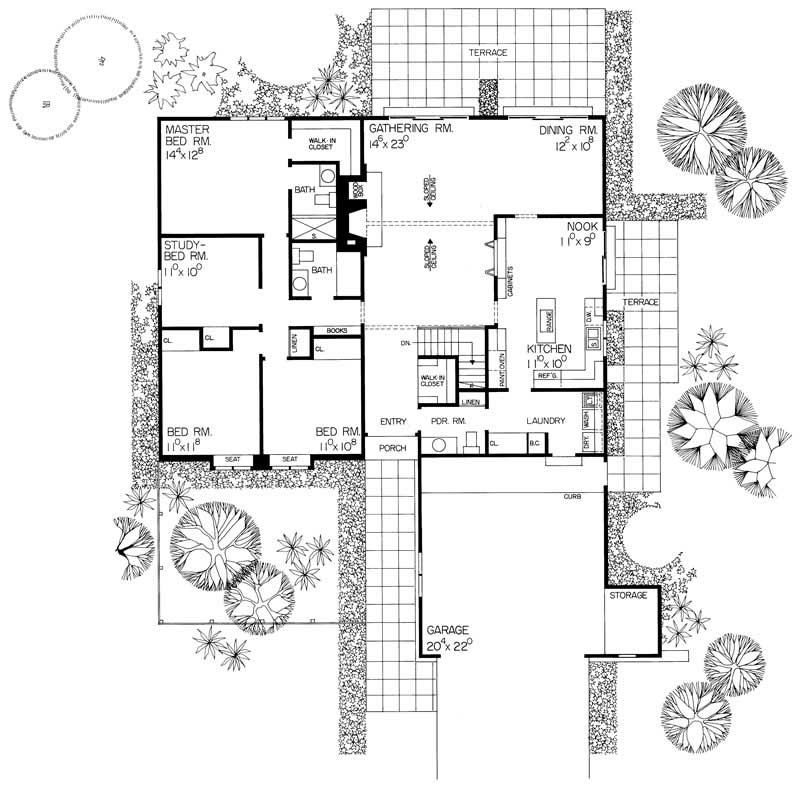Floor Plan First Story of Ranch Plan #137-1637