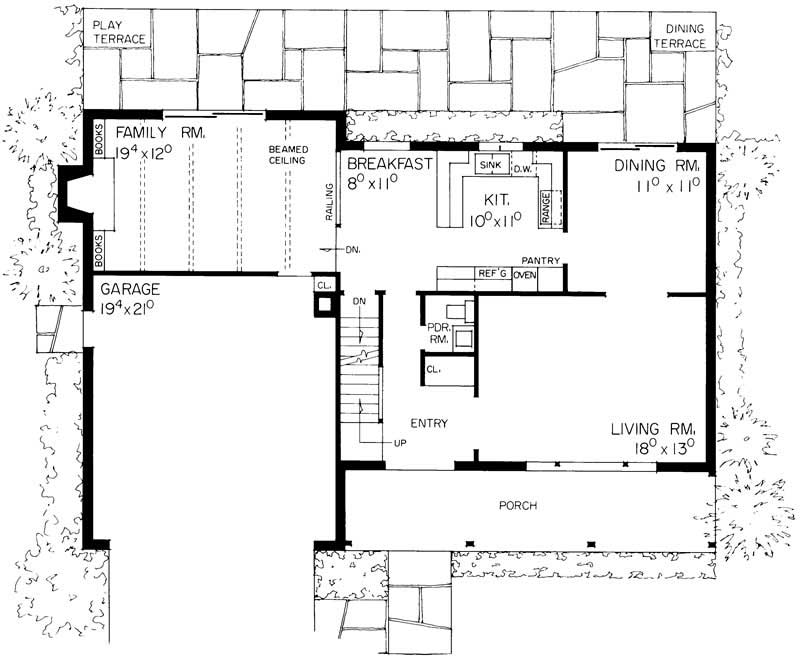 Floor Plan First Story of Country Plan #137-1638