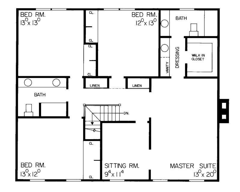 Floor Plan First Story of Colonial Plan #137-1640