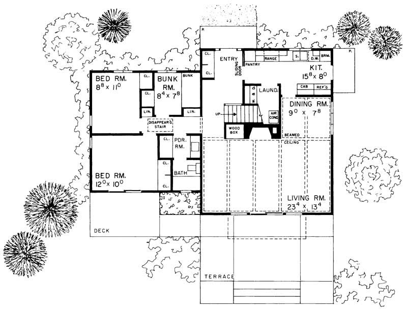 Floor Plan First Story of Contemporary Plan #137-1644