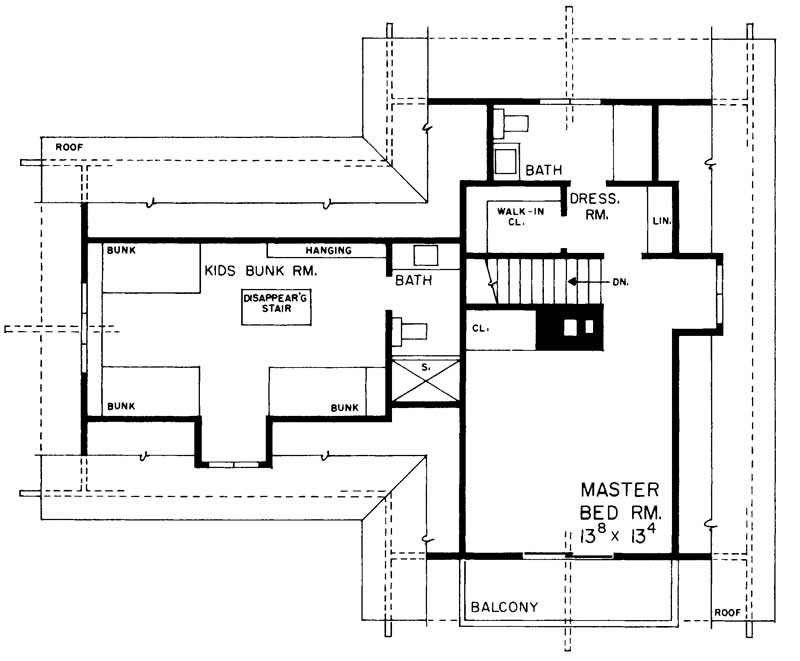 Floor Plan Second Story of Contemporary Plan #137-1644
