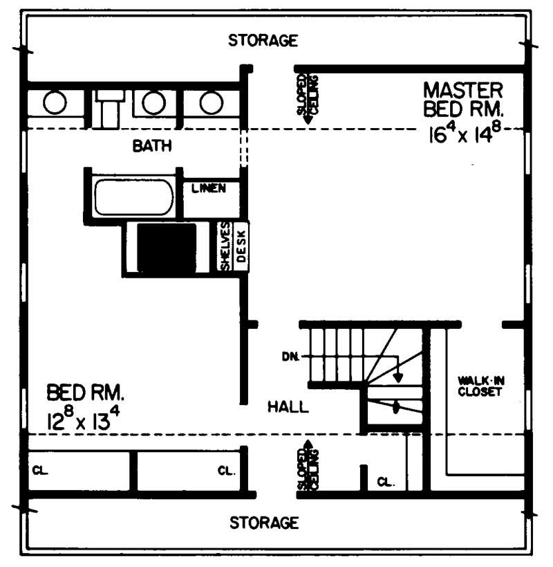 Floor Plan Second Story of Cape Cod Plan #137-1646