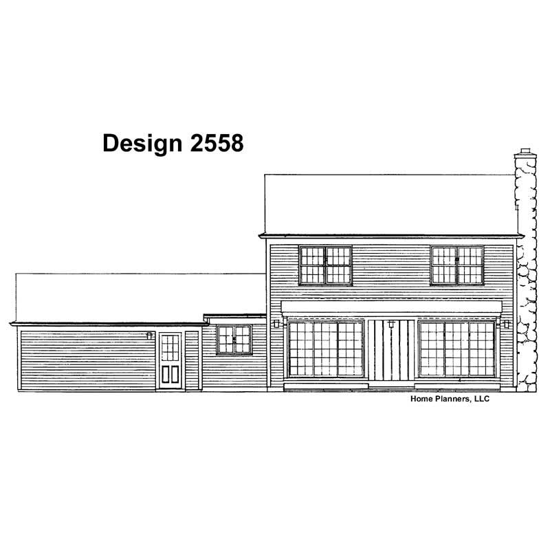 Home Plan Rear Elevation of this 2-Bedroom,1870 Sq Ft Plan -137-1652