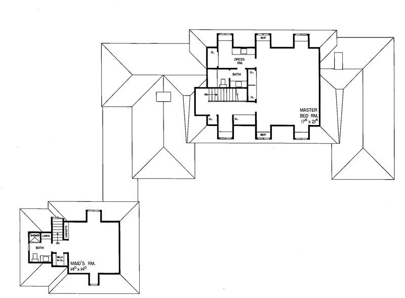 Floor Plan Second Story of European Plan #137-1653