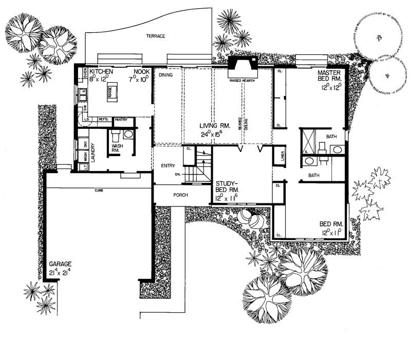 Floor Plan First Story of Ranch Plan #137-1656